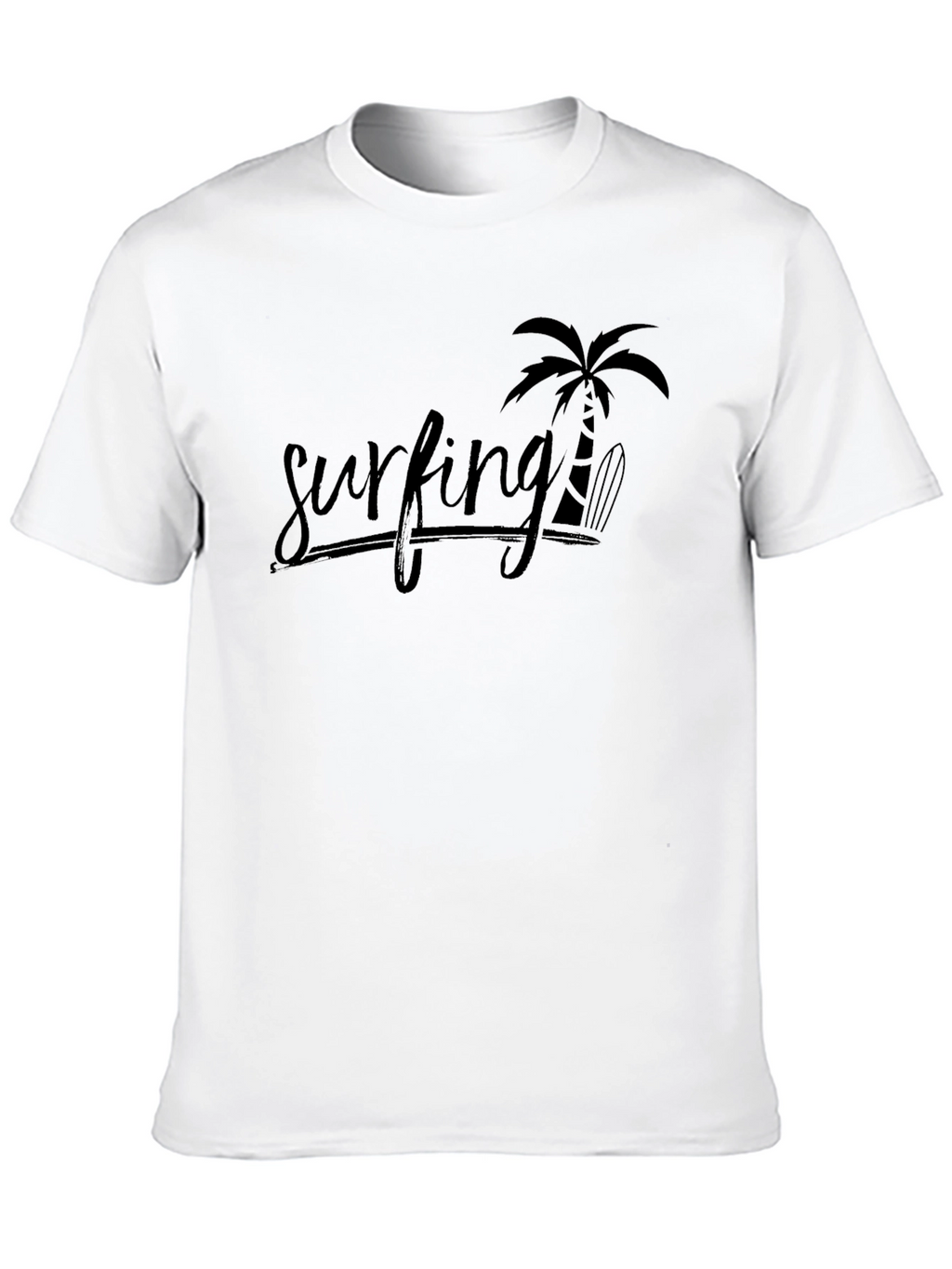 Black Surfing Palm Tree T-Shirt