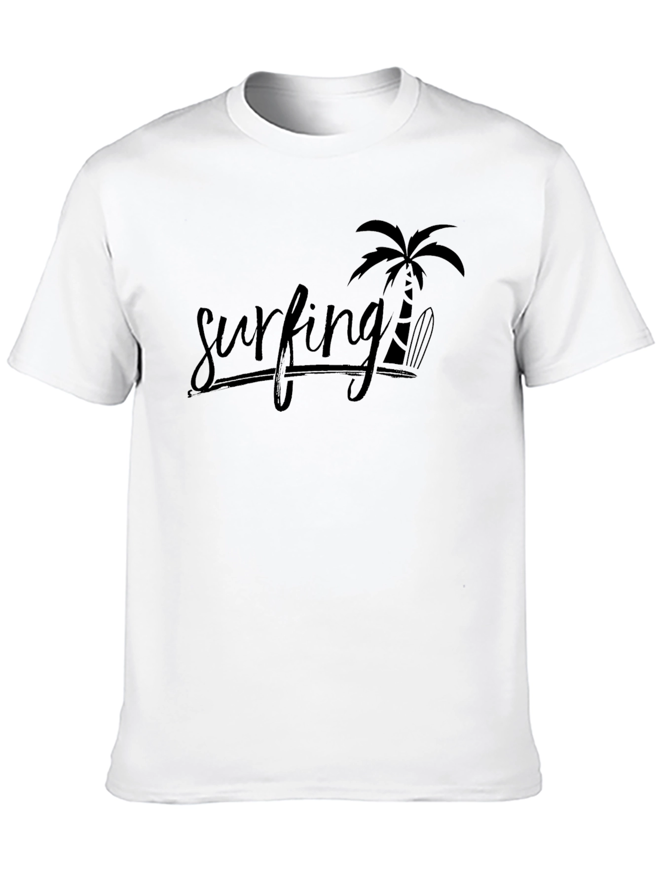 Black Surfing Palm Tree T-Shirt