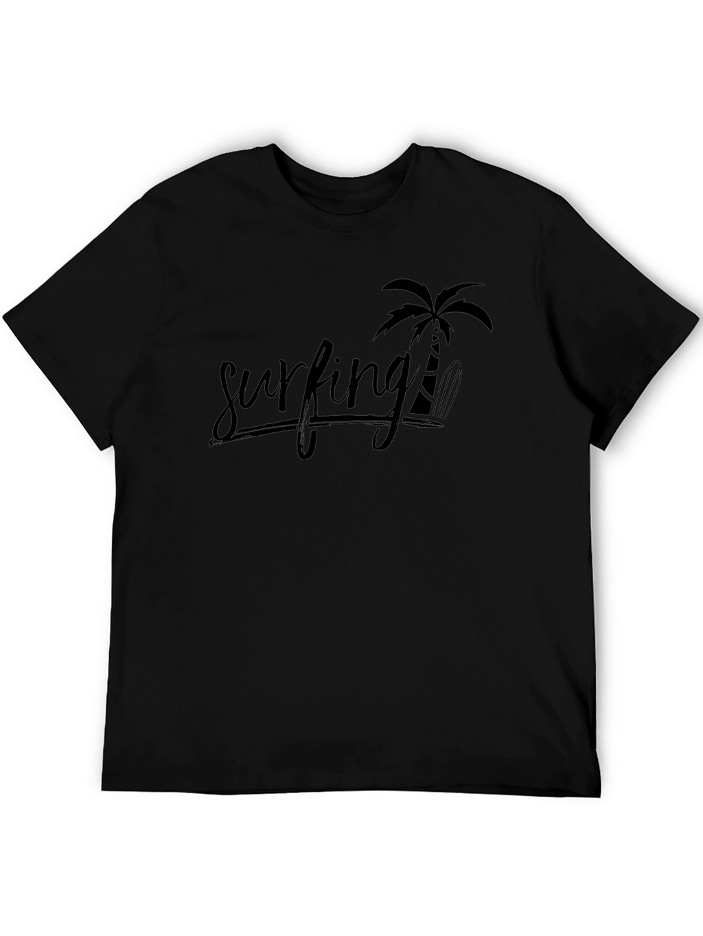 Black Surfing Palm Tree T-Shirt