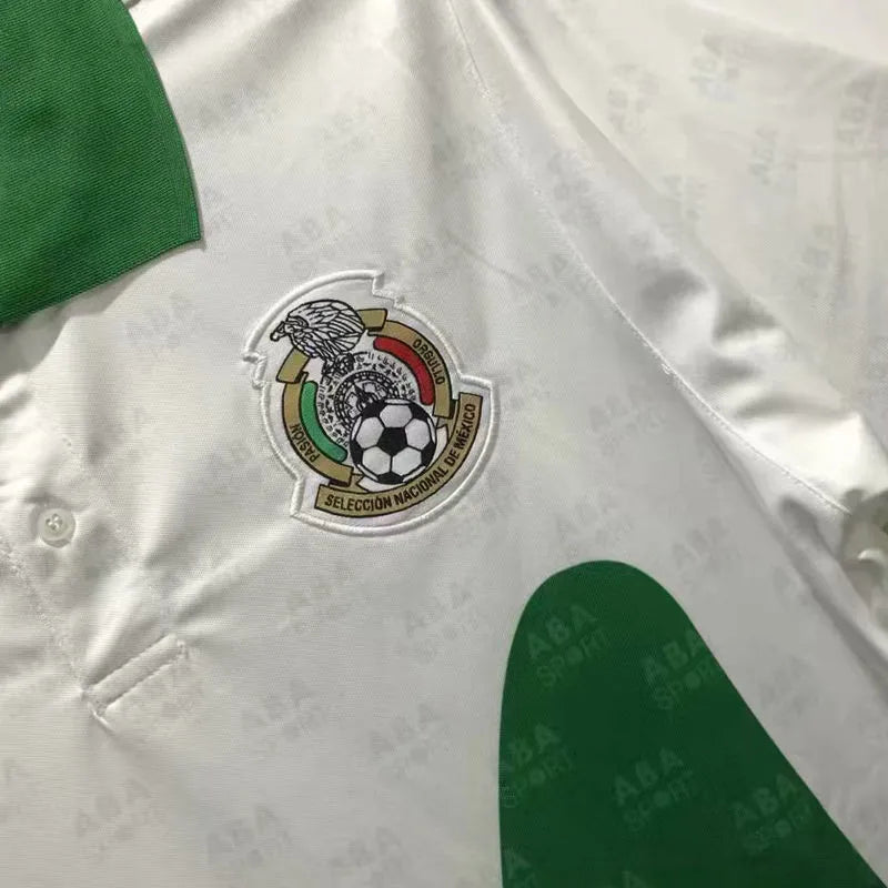 1995 Mexico Away White Retro Soccer Jersey Detail 4