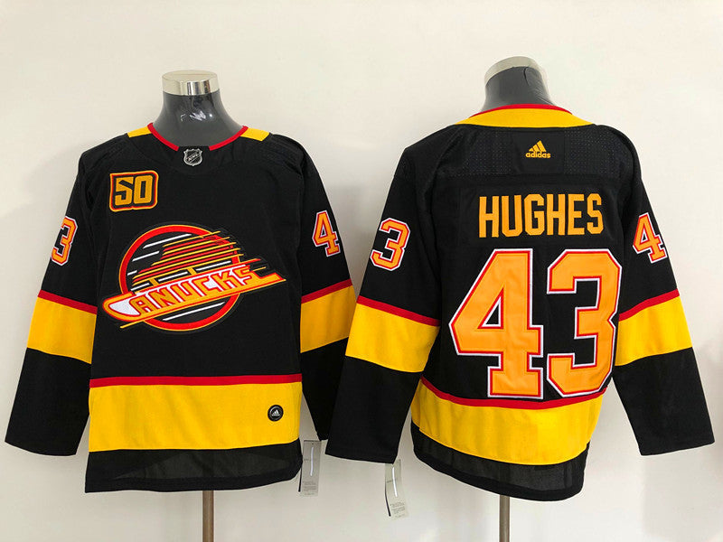 Men's Vancouver Canucks Quinn Hughes #43 Black Breakaway Player Jerseys