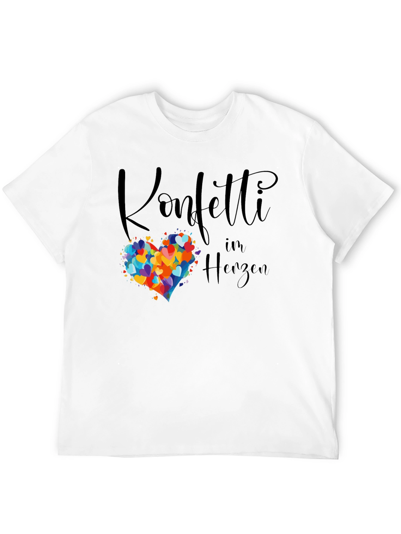 Confetti Heart Graphic Tee - Stylish Black T-Shirt