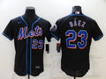 Men's New York Mets Javier Baez #23 Black Replica Baseball Jerseys