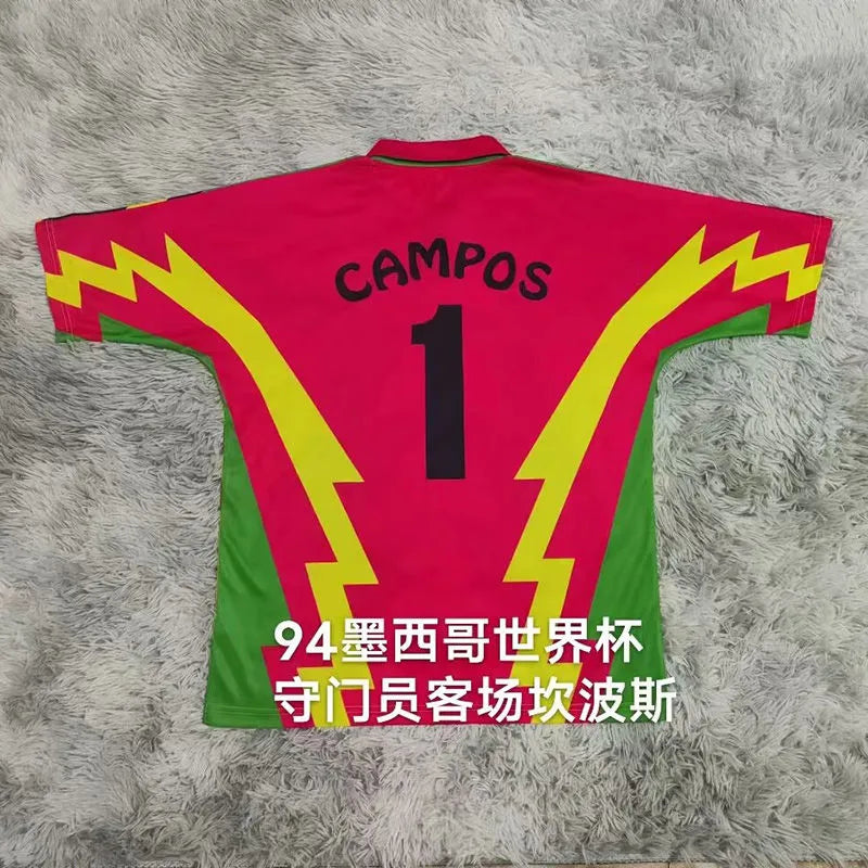 1994 Mexico Black Green Campos #1 GoalKeeper Retro Soccer Jersey 客 Detail 1