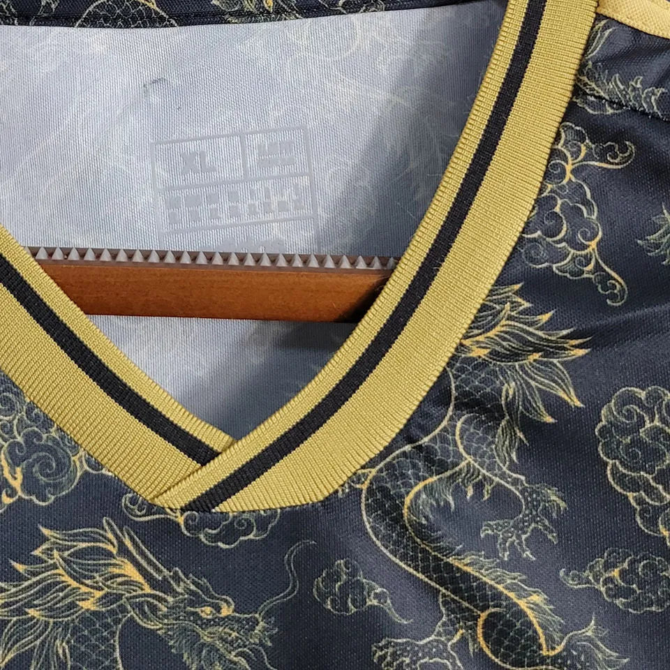 2023 Japan Black With Gold Dragon Fans Soccer Jersey Detail 4