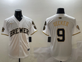Men's Milwaukee Brewers Bob Uecker #9 White Replica Team Jerseys
