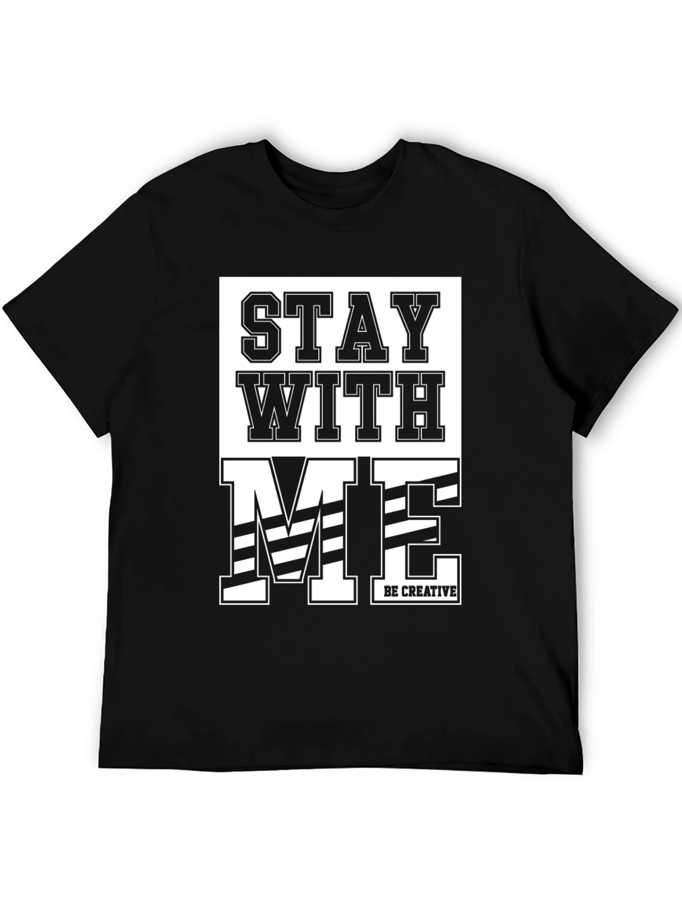 Stay With Me Graphic Print Black T-Shirt