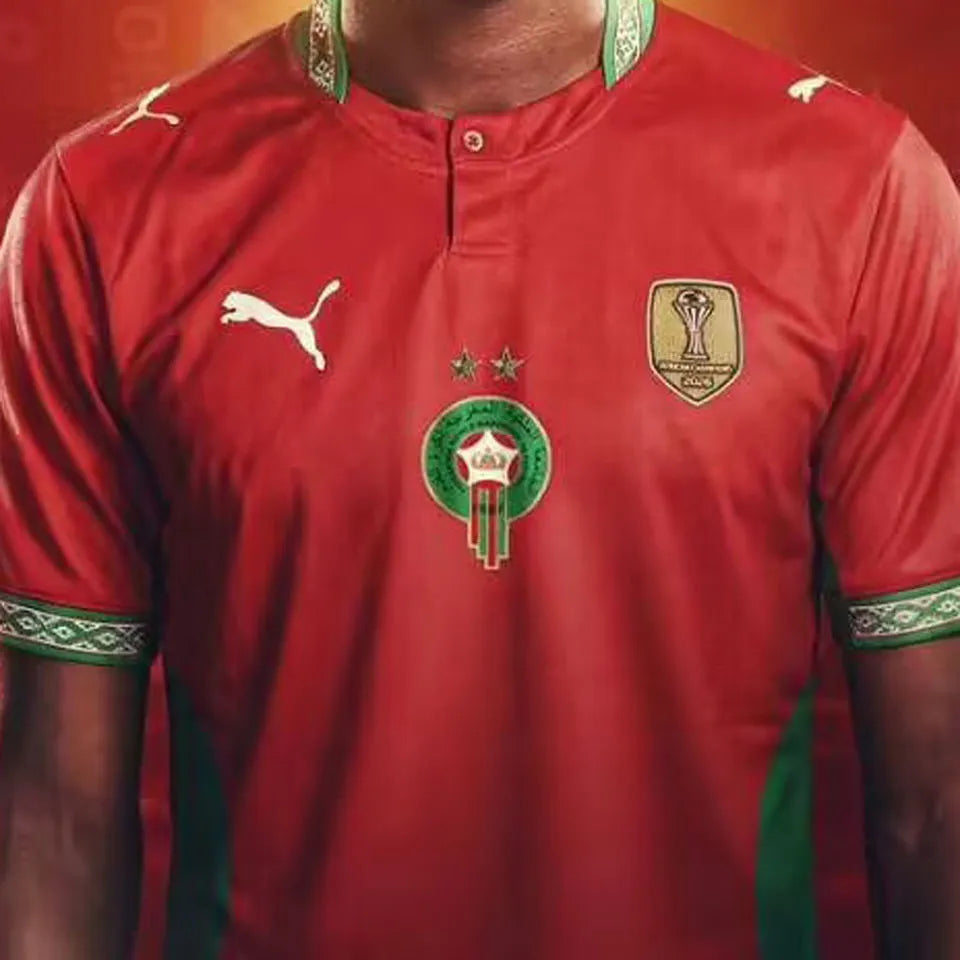 2026/27 Morocco Home Red Fans Soccer Jersey (with 2 stars 带两星） Detail 3