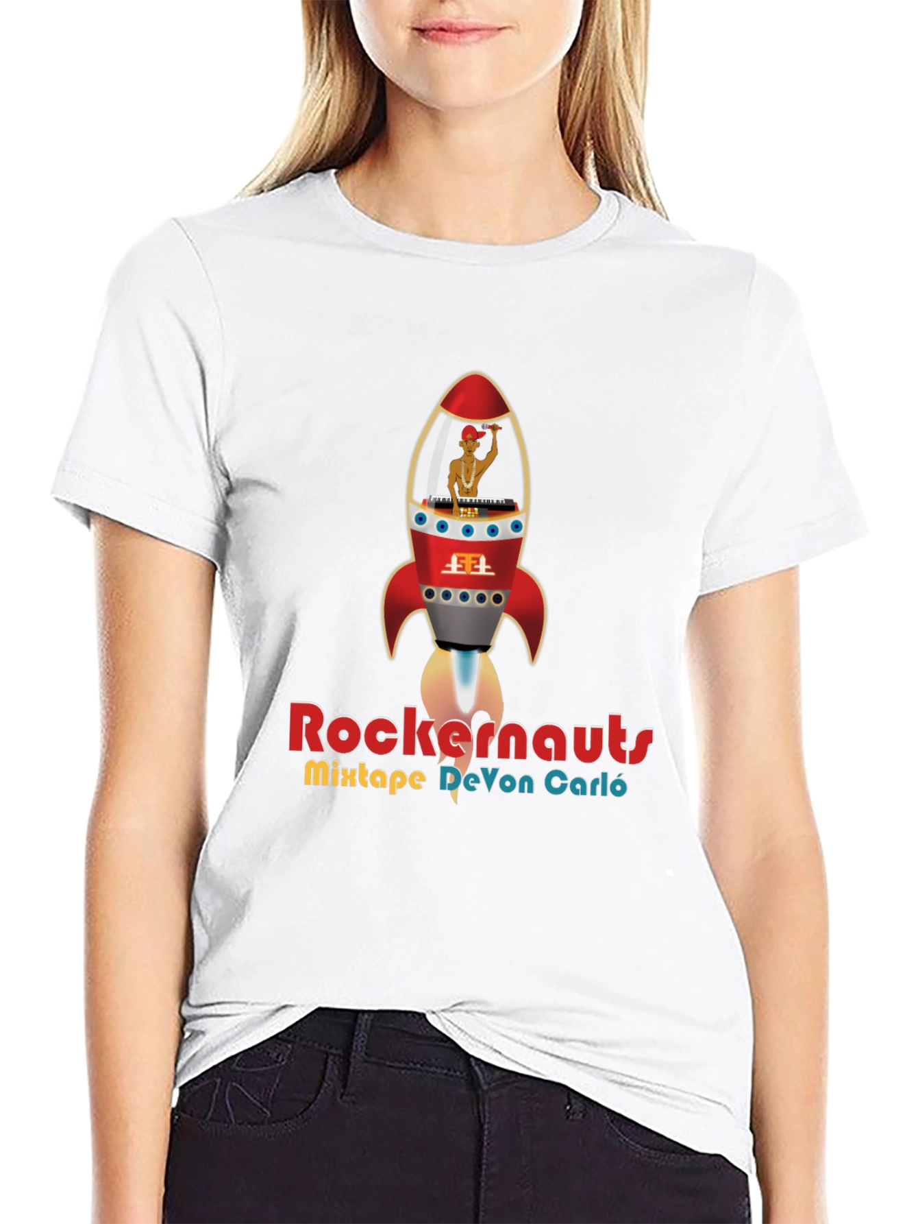 Rockernauts Mixtape T-Shirt - Retro Rocket DJ