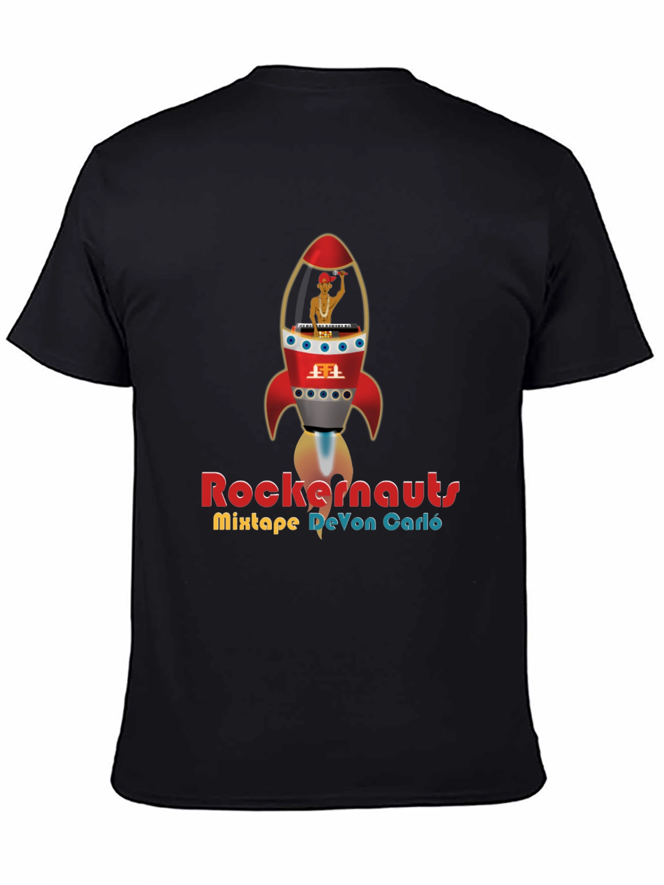 Rockernauts Mixtape T-Shirt - Retro Rocket DJ