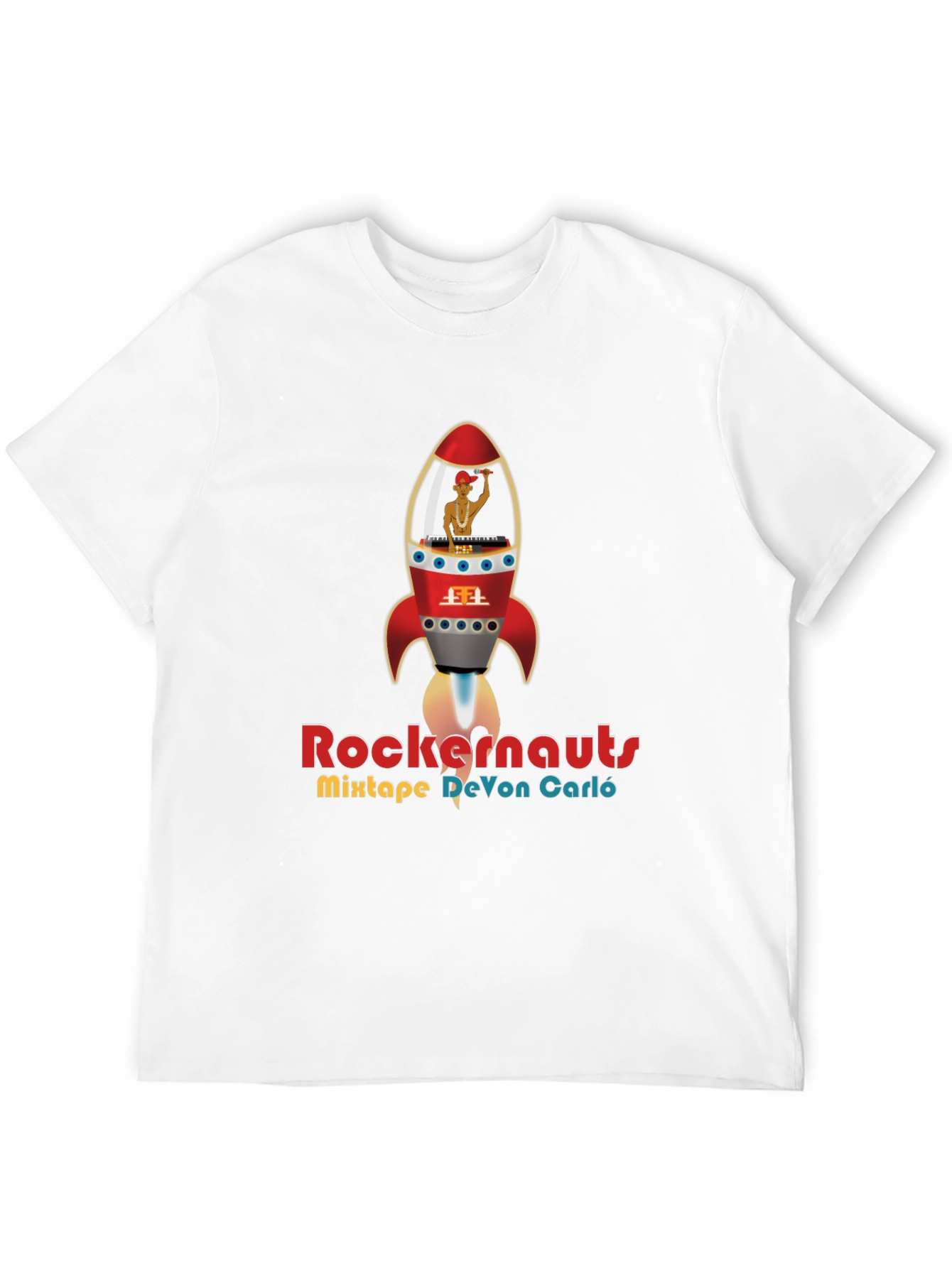 Rockernauts Mixtape T-Shirt - Retro Rocket DJ
