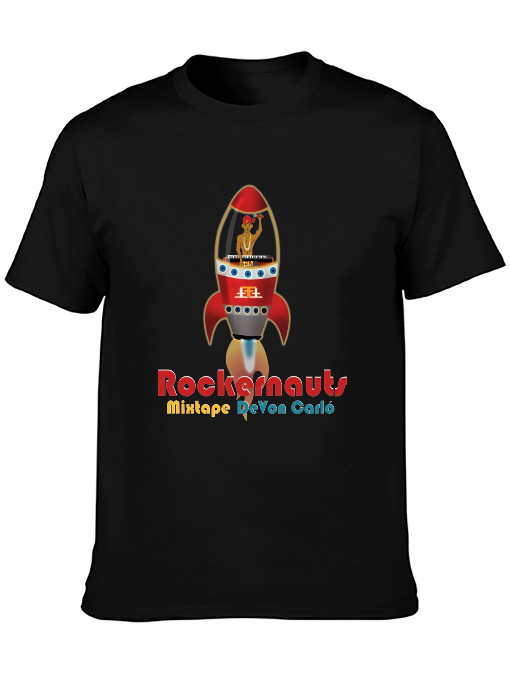 Rockernauts Mixtape T-Shirt - Retro Rocket DJ