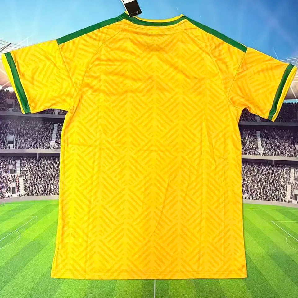 2026/27 South Africa Home Yellow Fans Soccer Jersey (Have Right Patch 有右臂章 黑底白字） Detail 1