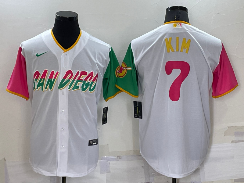 Men's San Diego Padres Ha-Seong Kim #7 White Stitched Jerseys