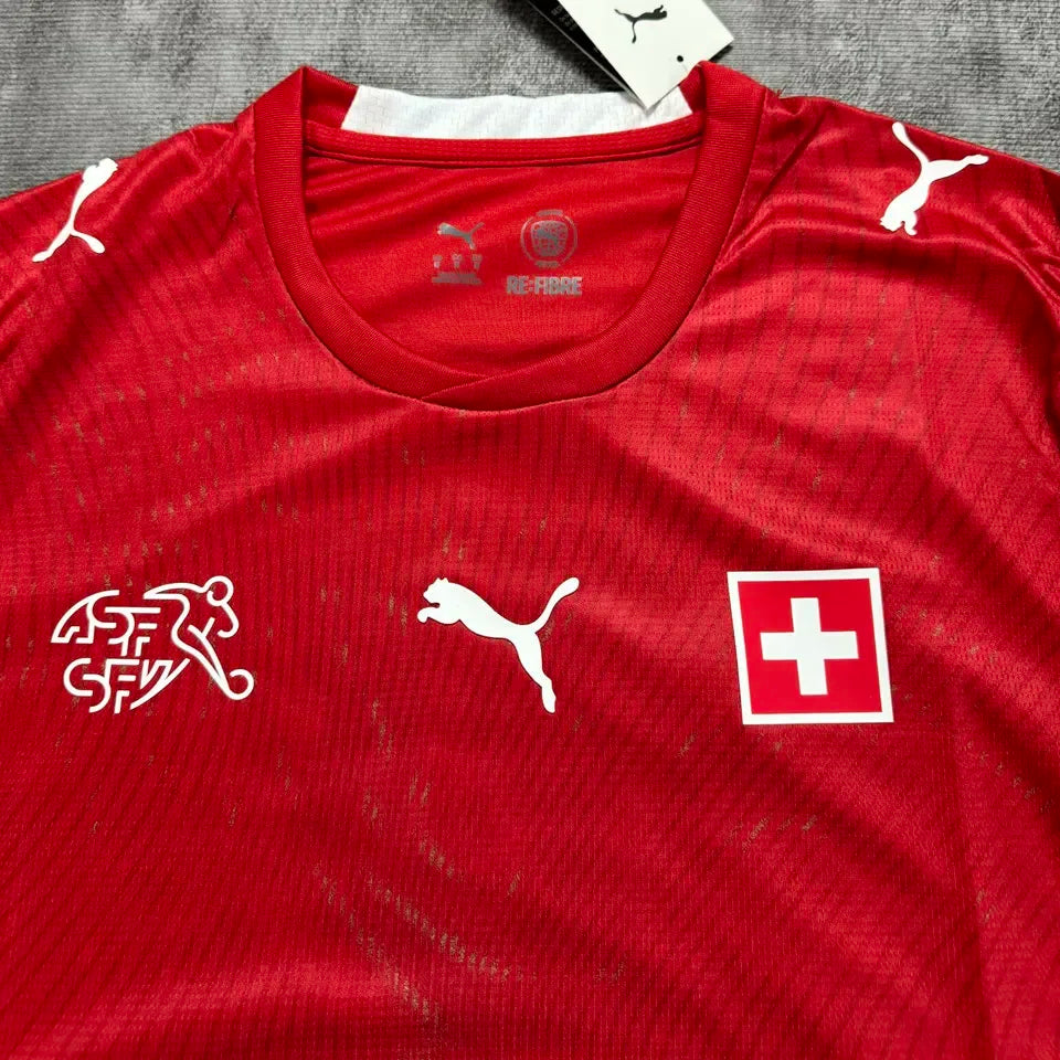 2026/27 Switzerland Home Red Fans Soccer Jersey Detail 3