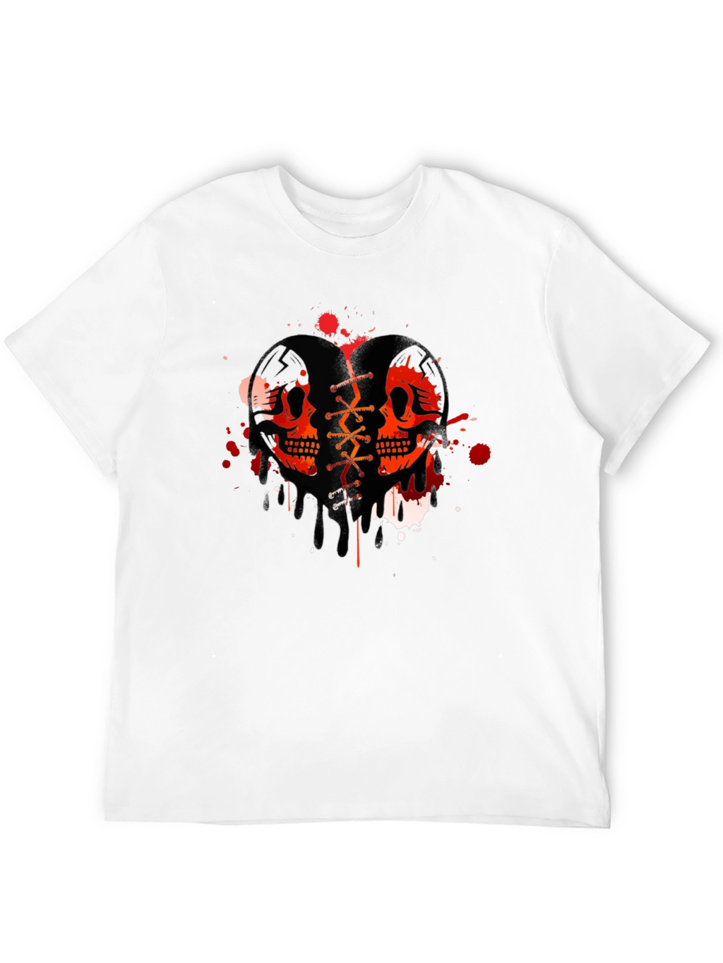 Skull Heart Graphic T-Shirt - Trendy Casual Tee
