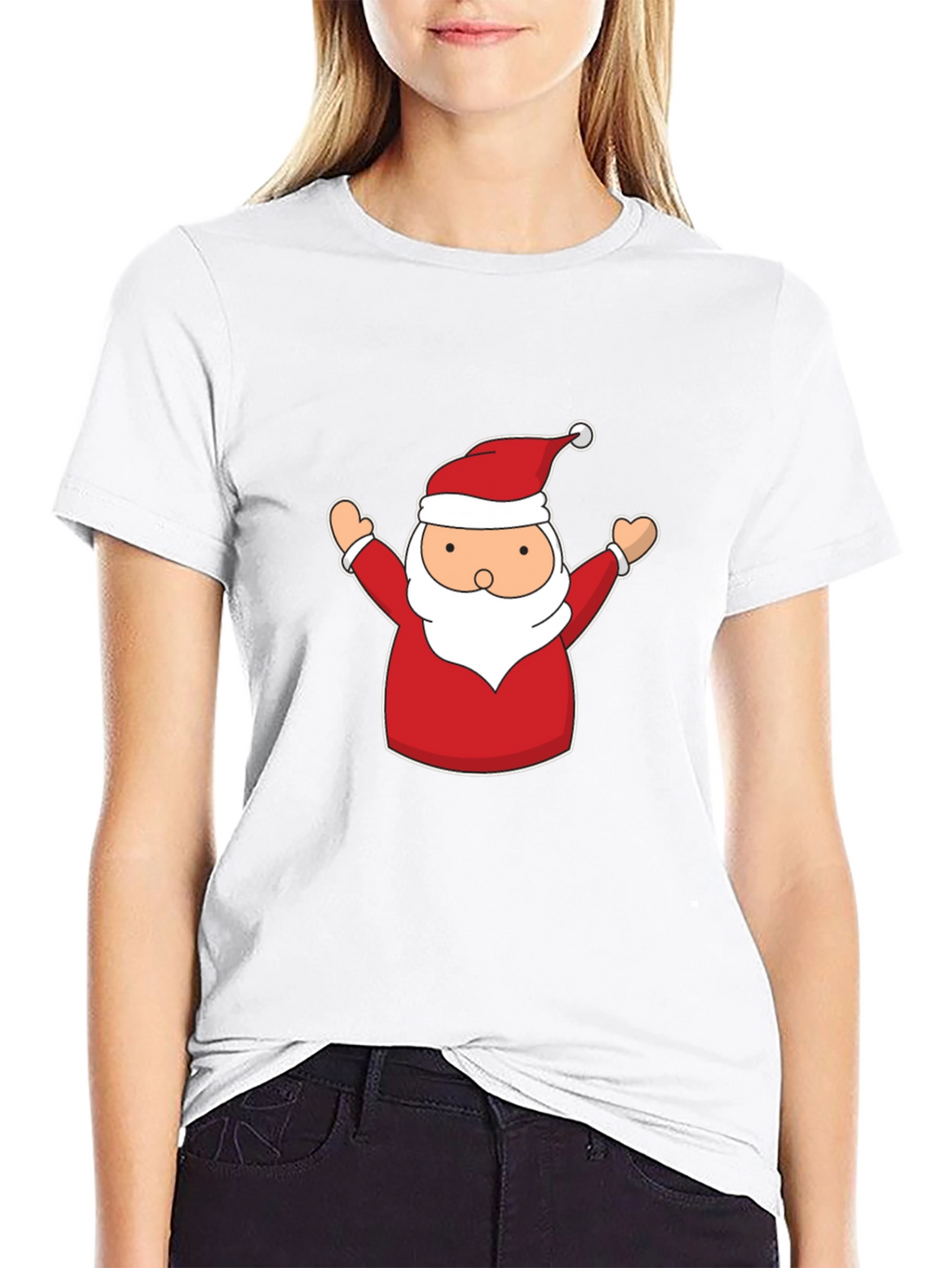 Festive Santa Claus Graphic Tee - Black