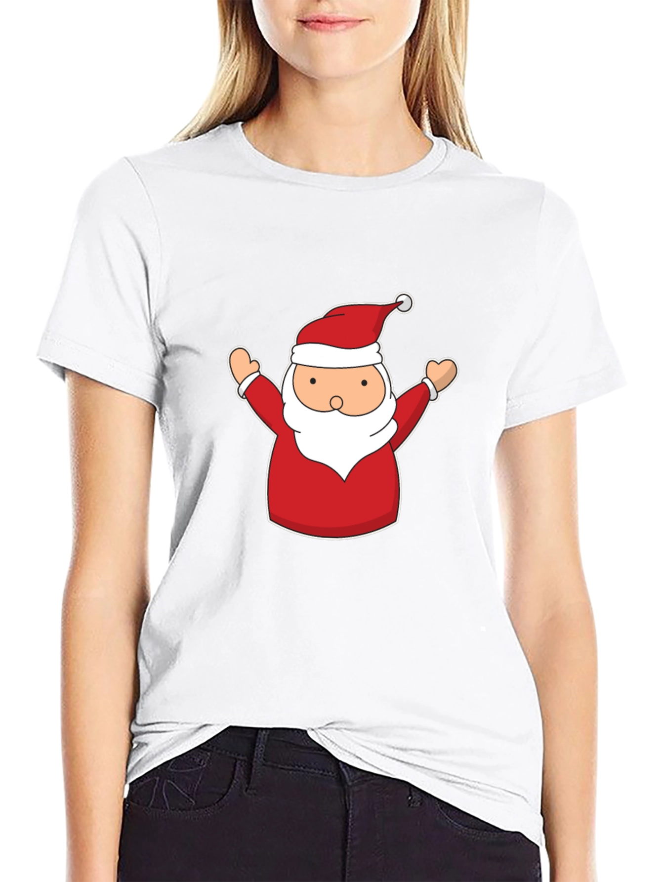 Festive Santa Claus Graphic Tee - Black