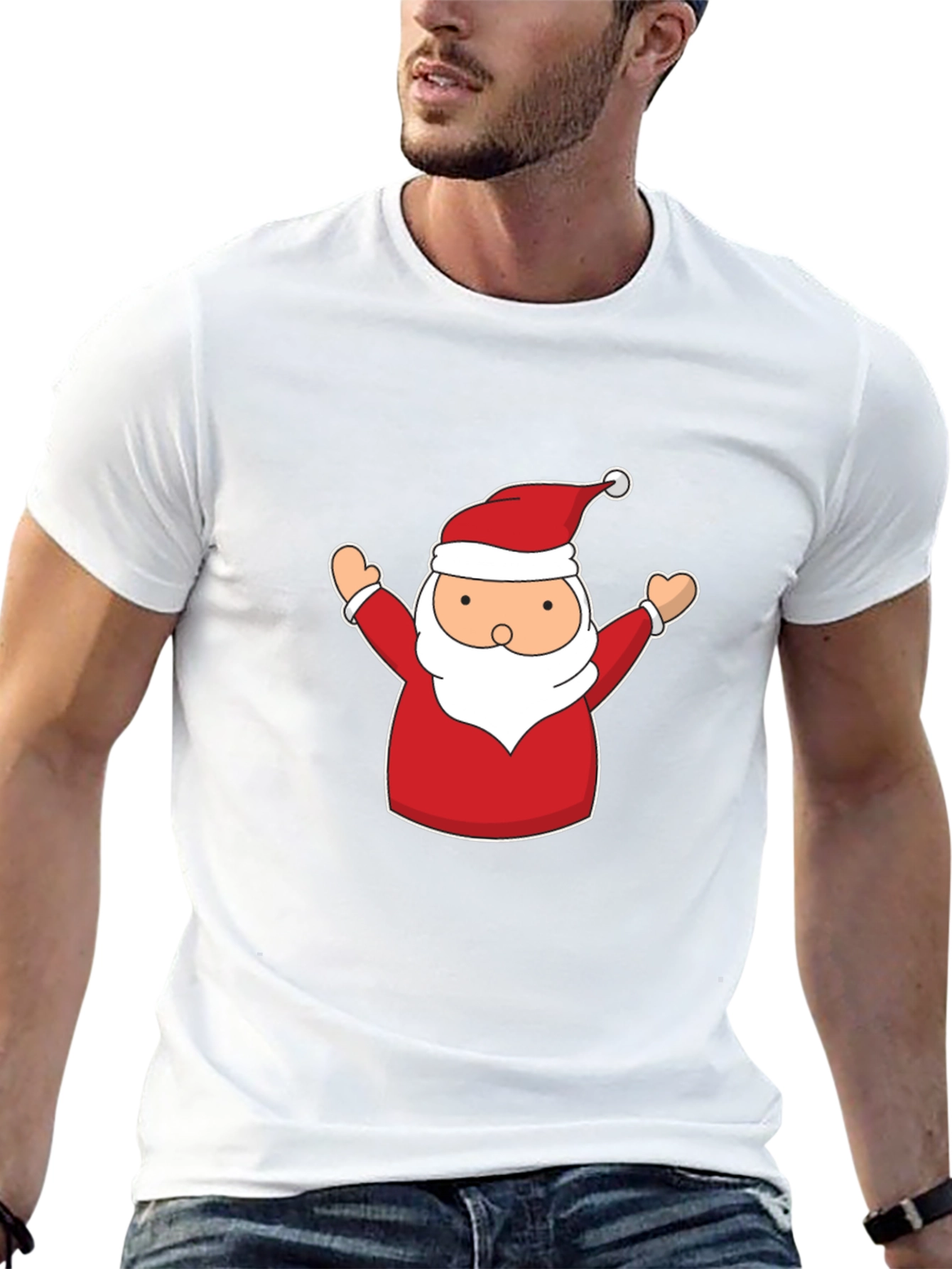 Festive Santa Claus Graphic Tee - Black