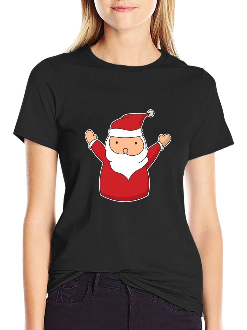 Festive Santa Claus Graphic Tee - Black