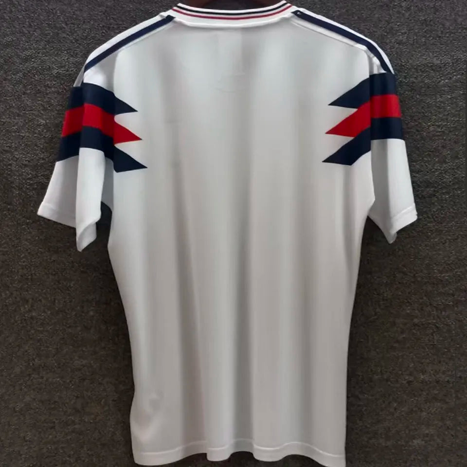1990 England White Retro Soccer Jersey Back