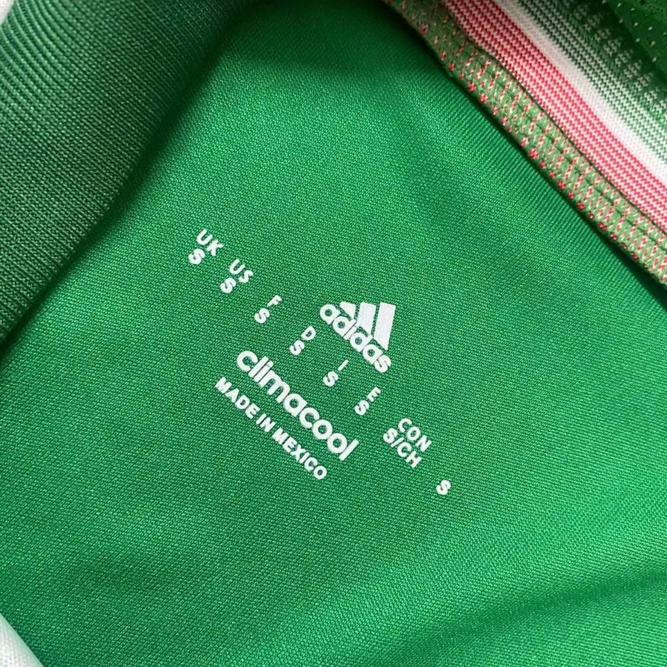 2014 Mexico Home Green Retro Long Sleeve Soccer Jersey Detail 2
