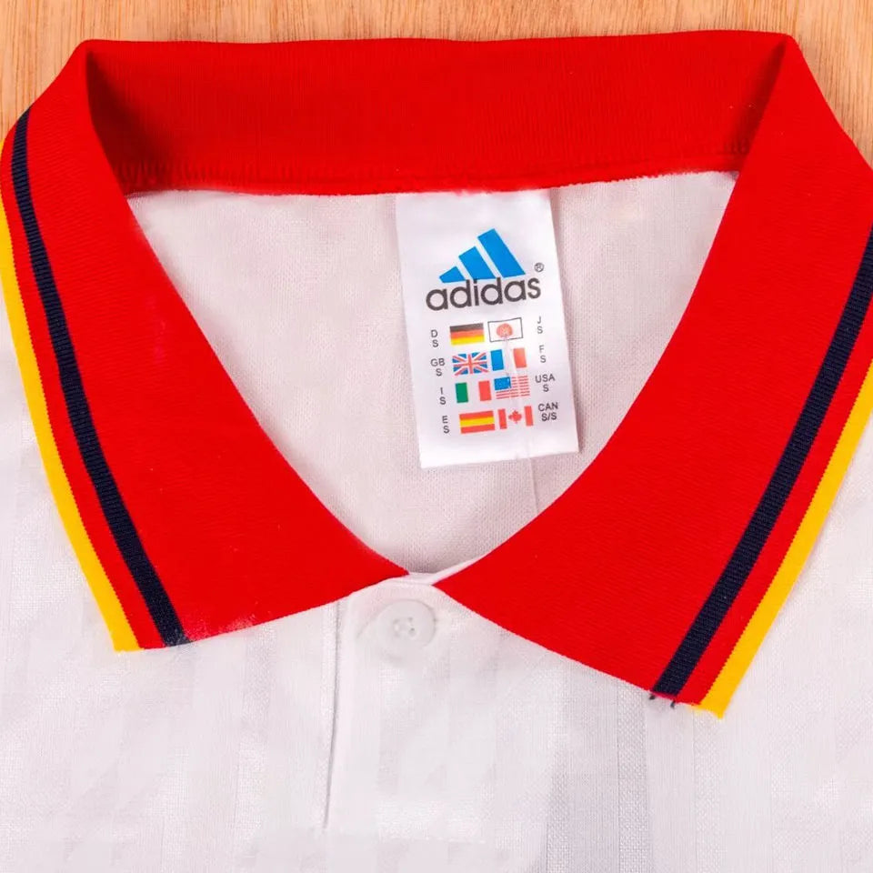 1994 Spain Away White Retro Soccer Jersey Detail 3