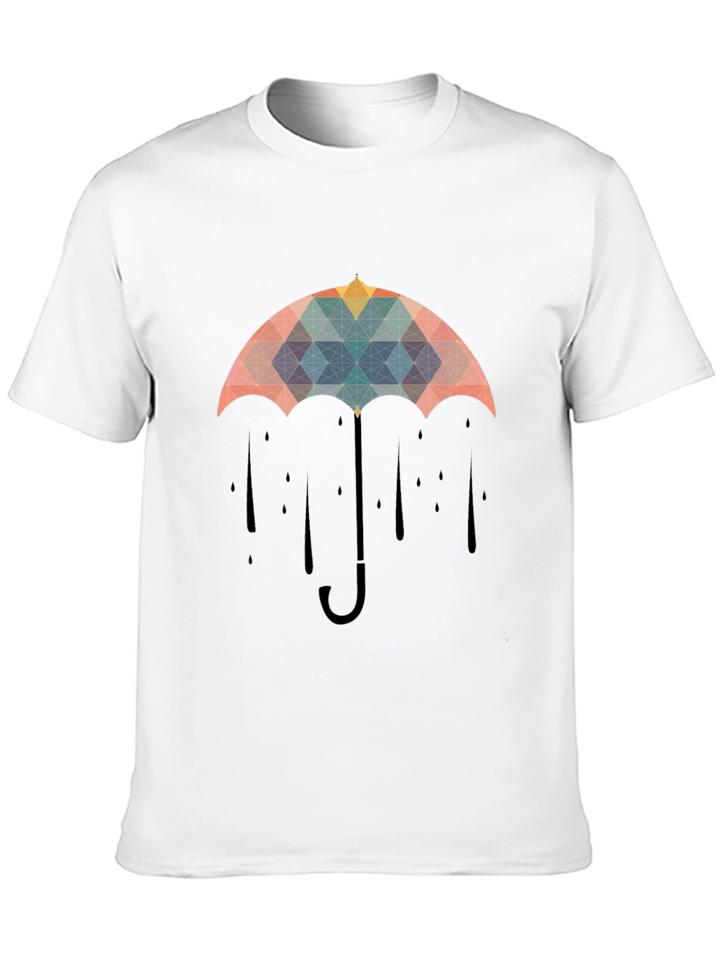 Geometric Umbrella Graphic Tee - Stylish Mens Black T-Shirt