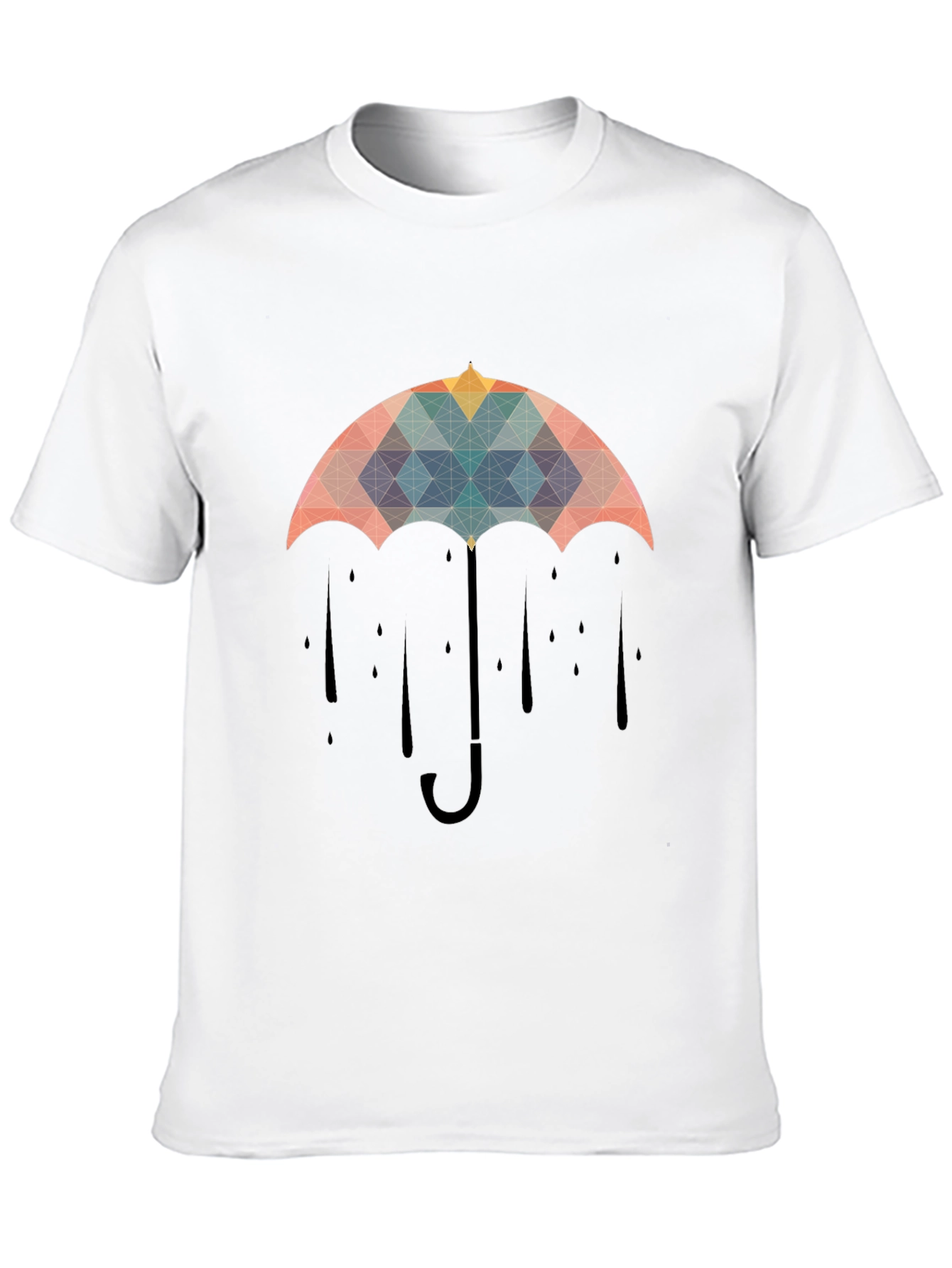 Geometric Umbrella Graphic Tee - Stylish Mens Black T-Shirt