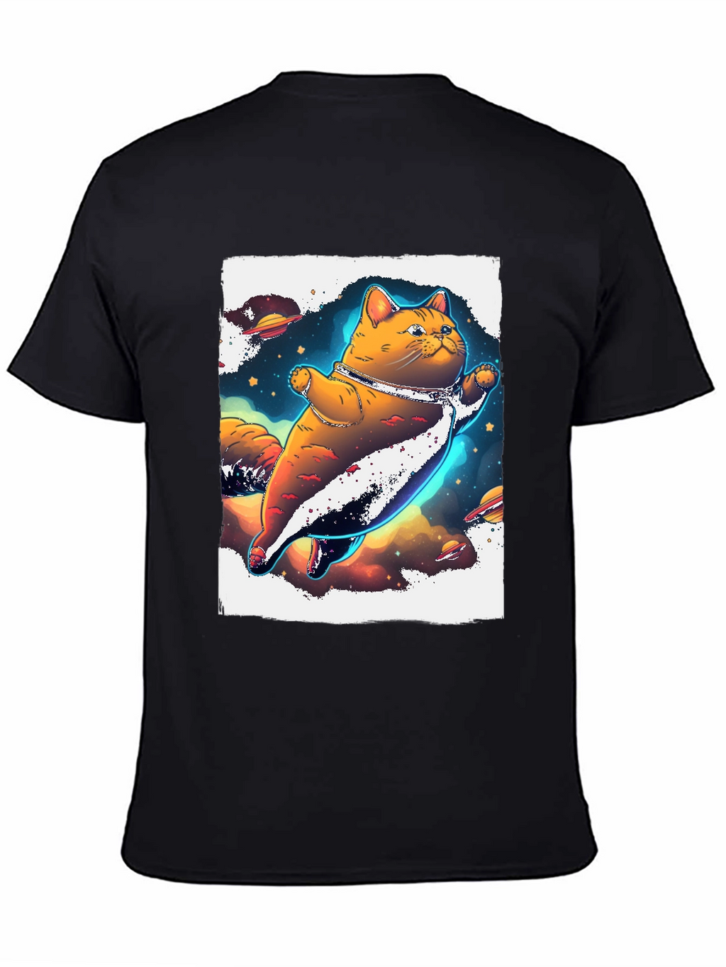 Space Cat T-Shirt - Black Unique Design