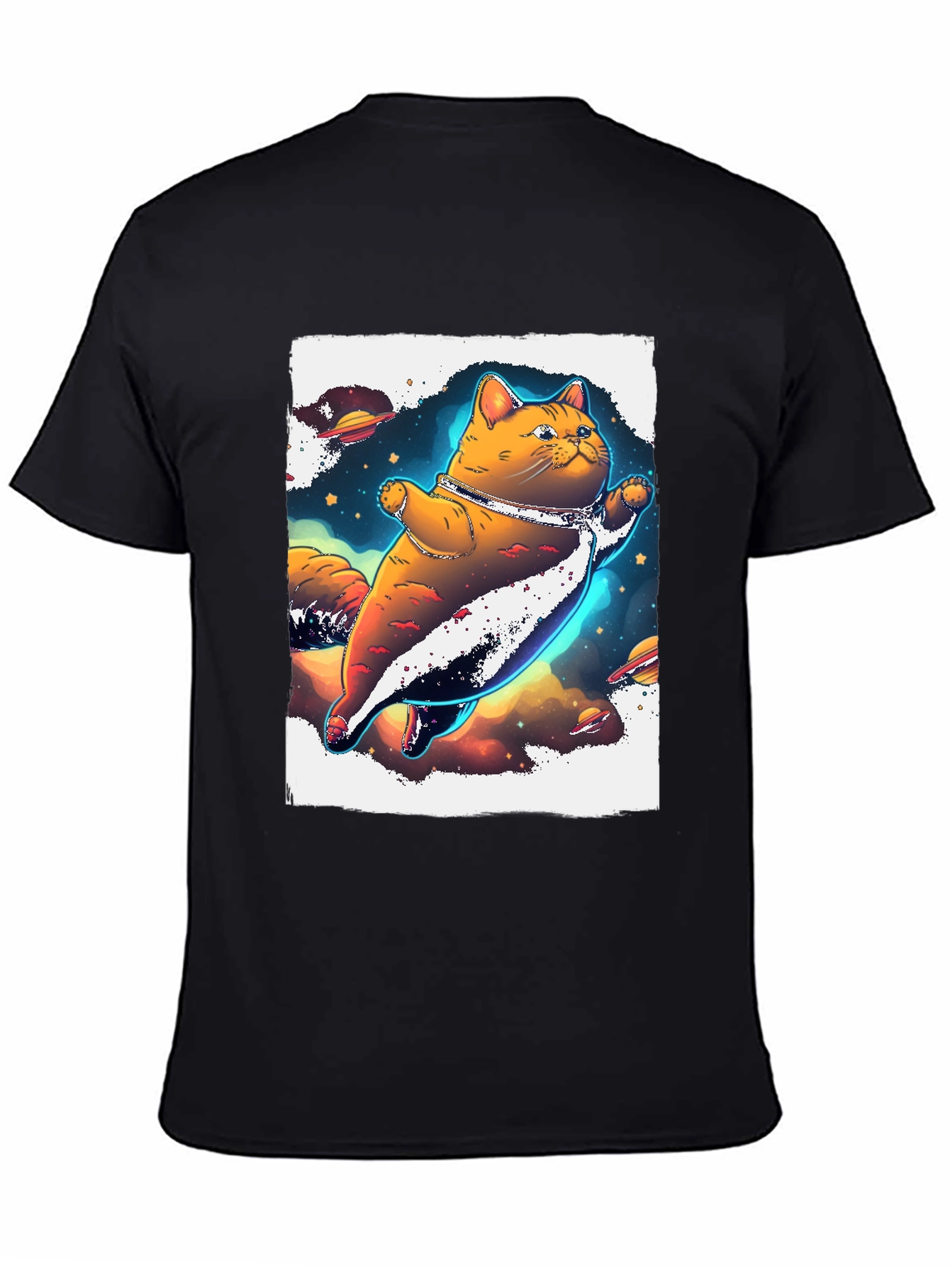 Space Cat T-Shirt - Black Unique Design