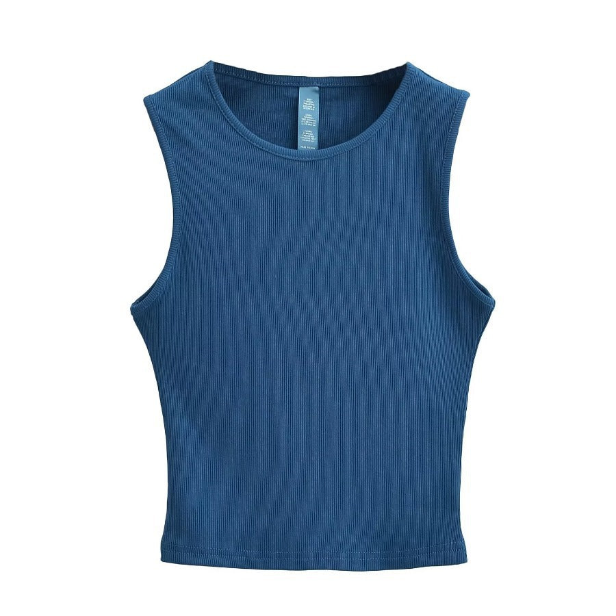 Sleeveless round neck cropped short vest