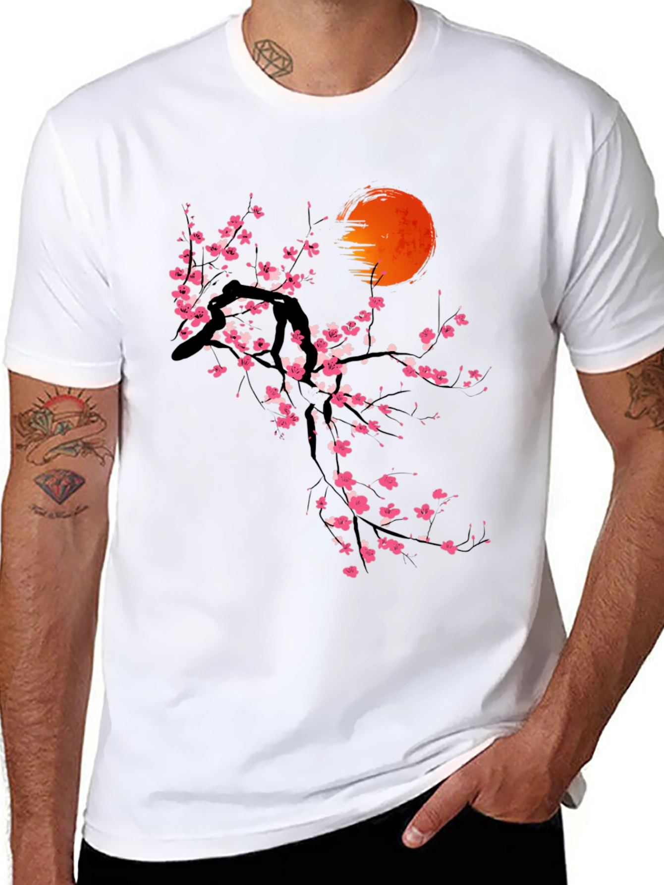 Cherry Blossom Sun Graphic Tee - Black
