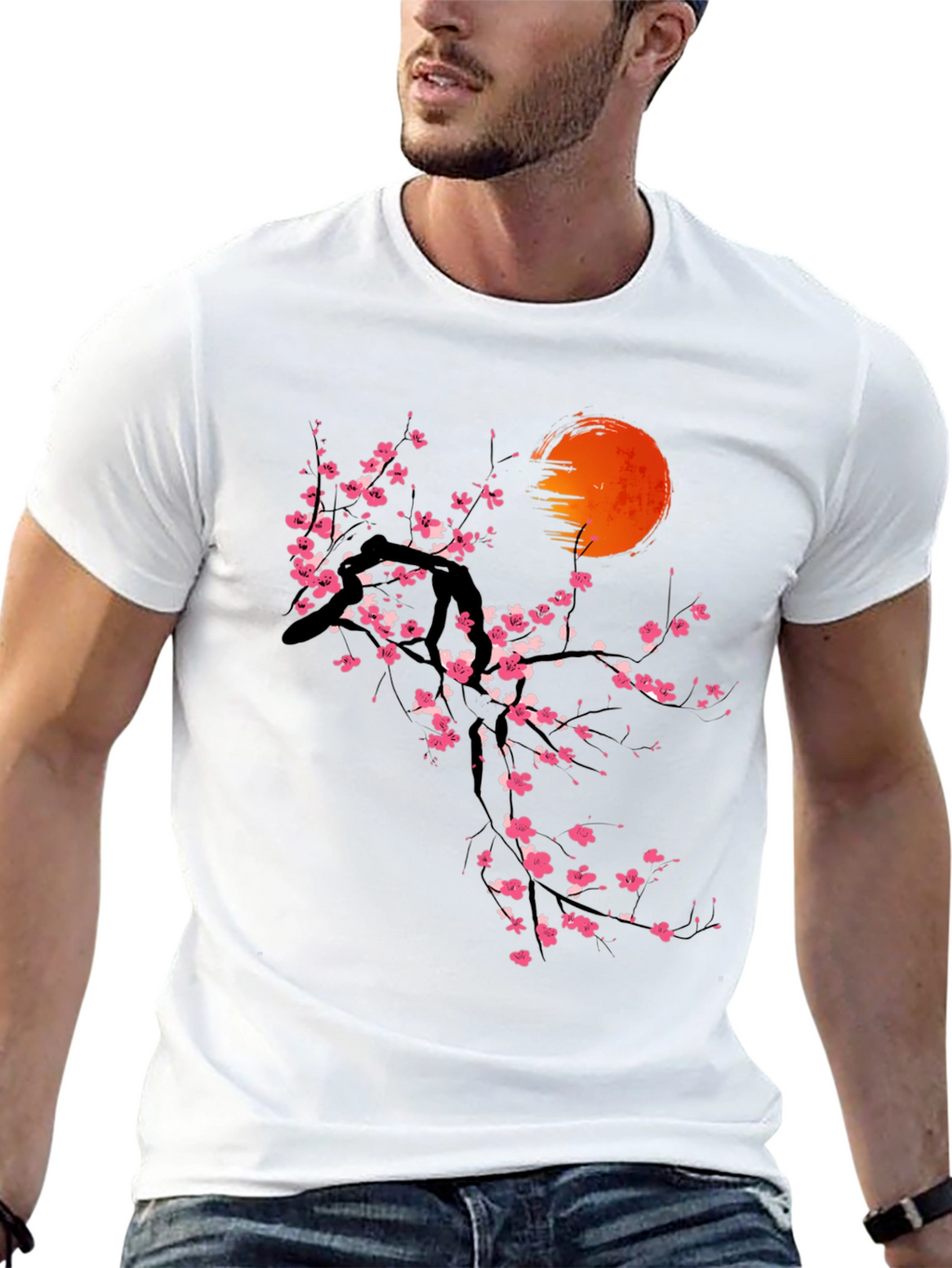 Cherry Blossom Sun Graphic Tee - Black