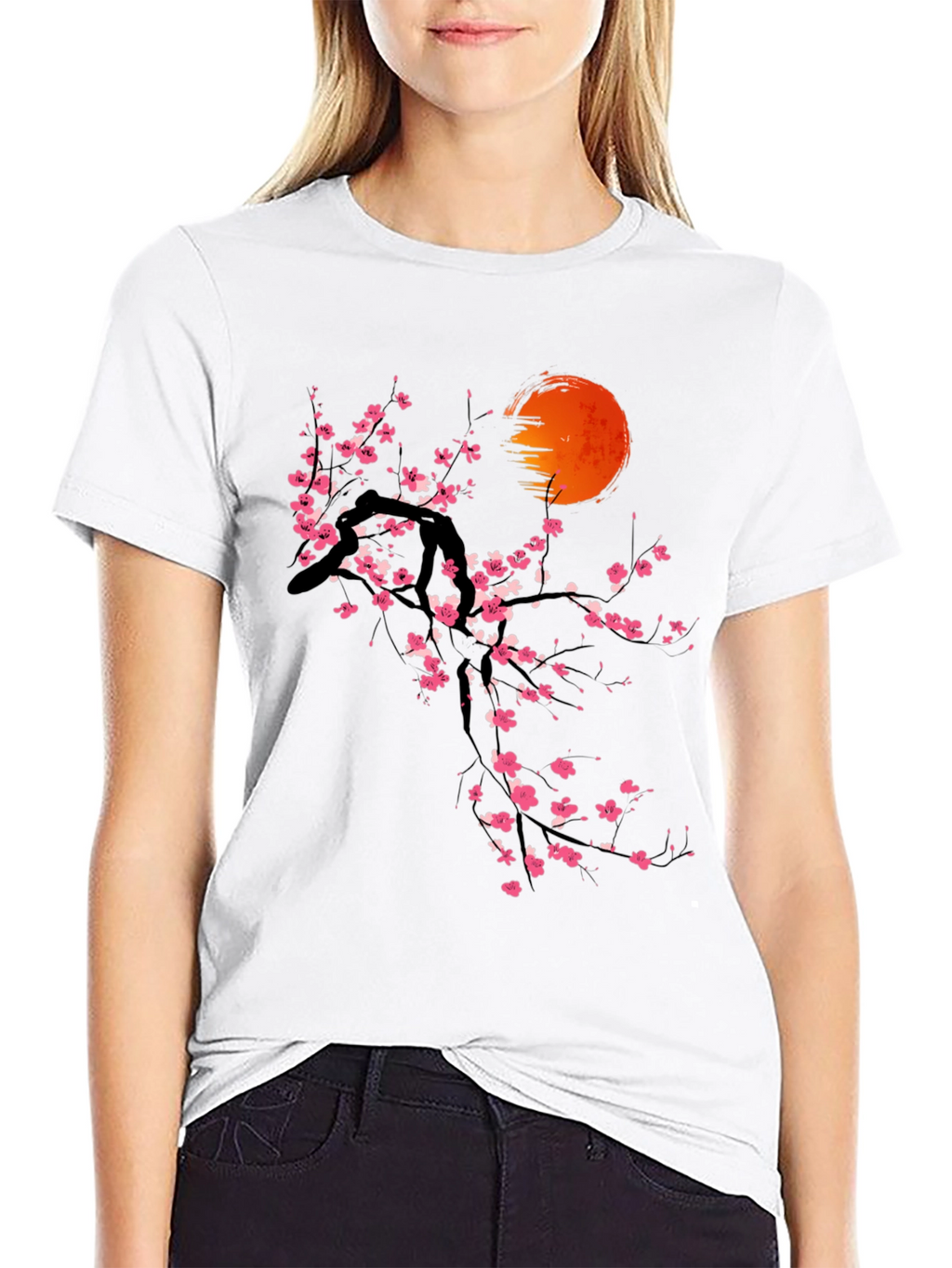 Cherry Blossom Sun Graphic Tee - Black