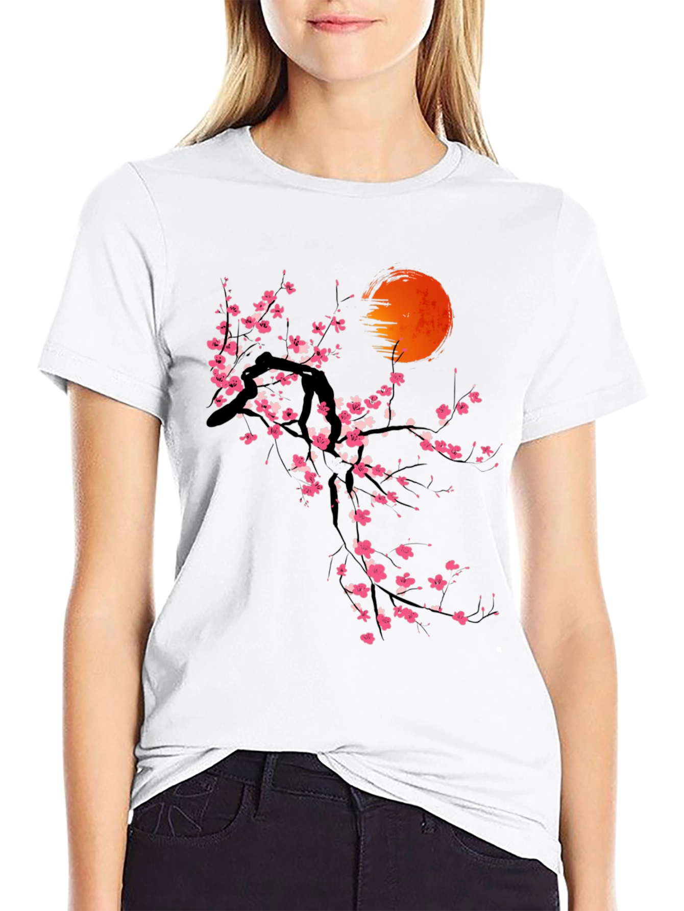Cherry Blossom Sun Graphic Tee - Black