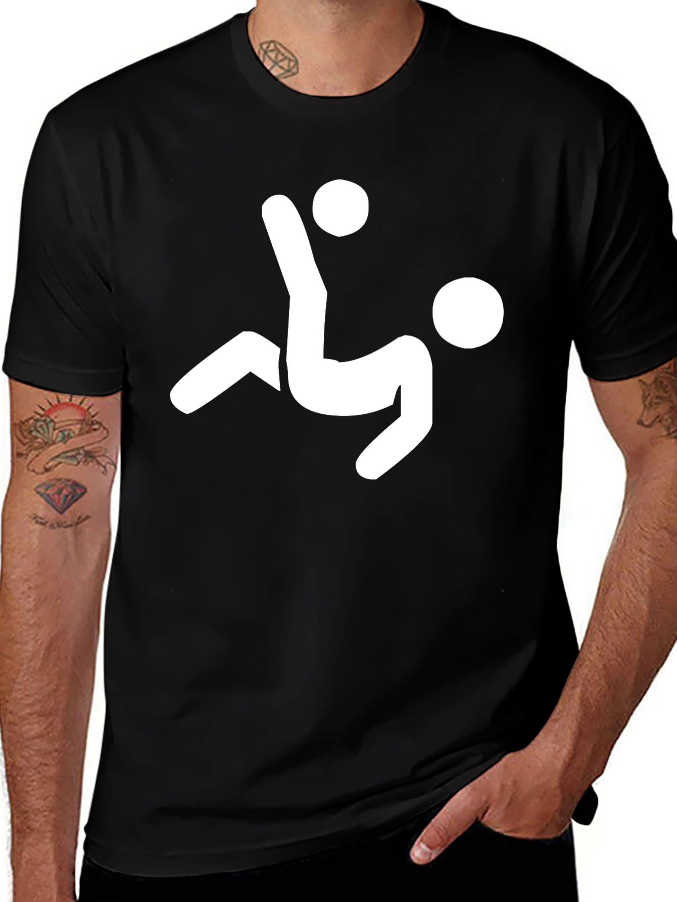 Soccer Bicycle Kick Graphic T-Shirt - Black Cotton Tee