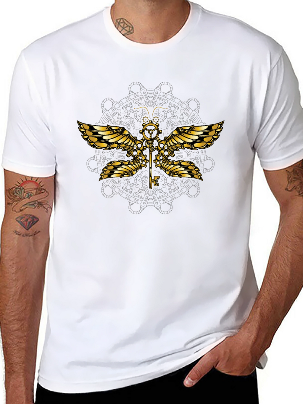 Steampunk Dragonfly Graphic T-Shirt - Unique Design