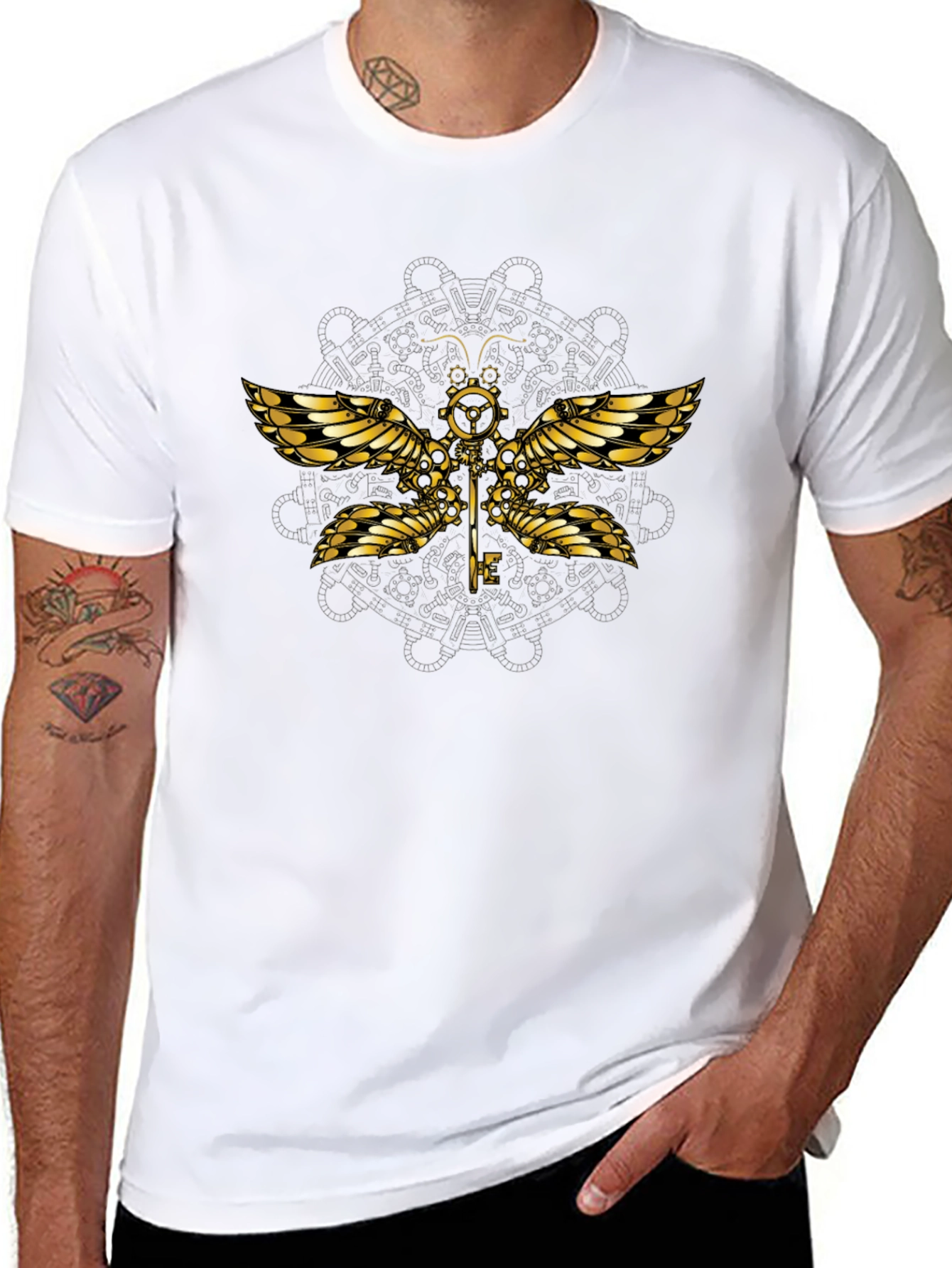 Steampunk Dragonfly Graphic T-Shirt - Unique Design