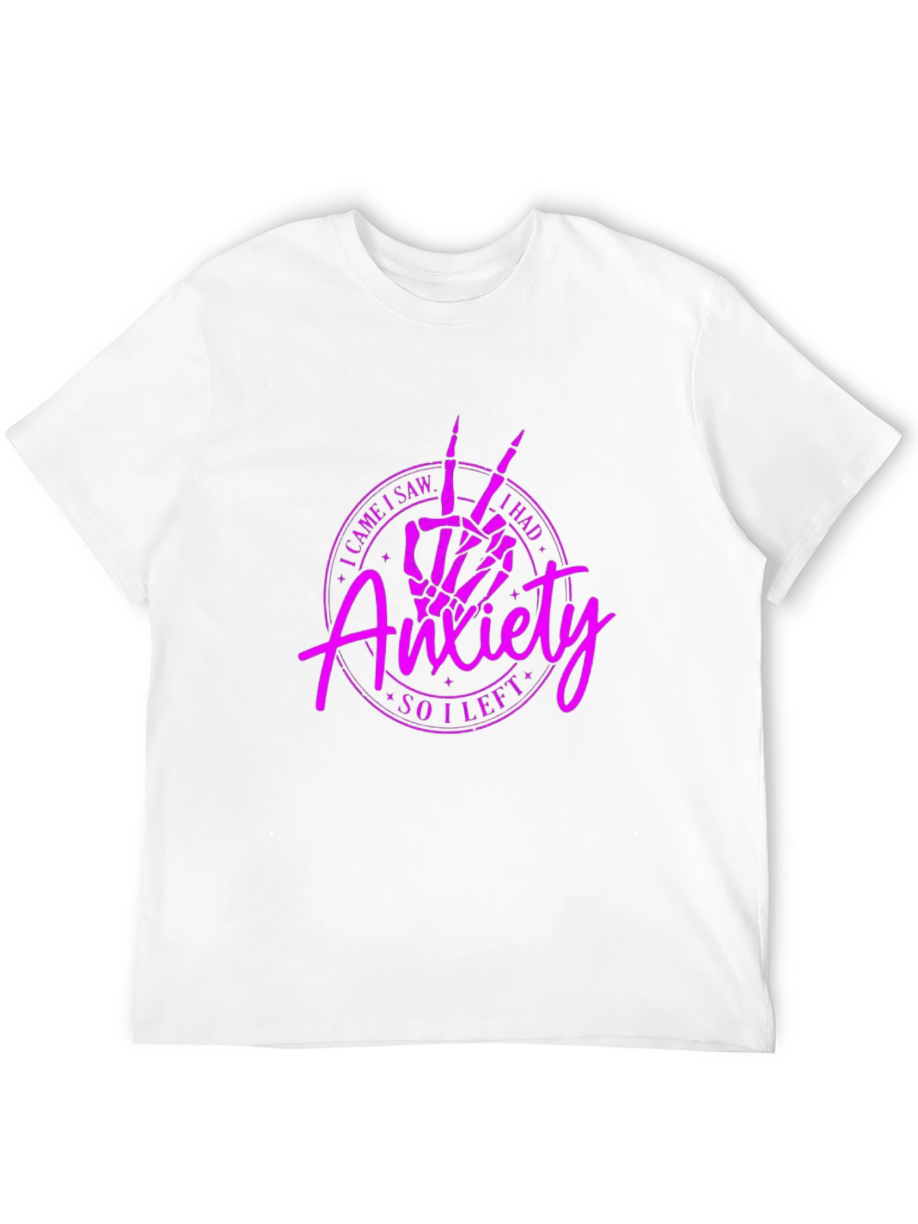 Anxiety Skeleton Peace Sign Black T-Shirt