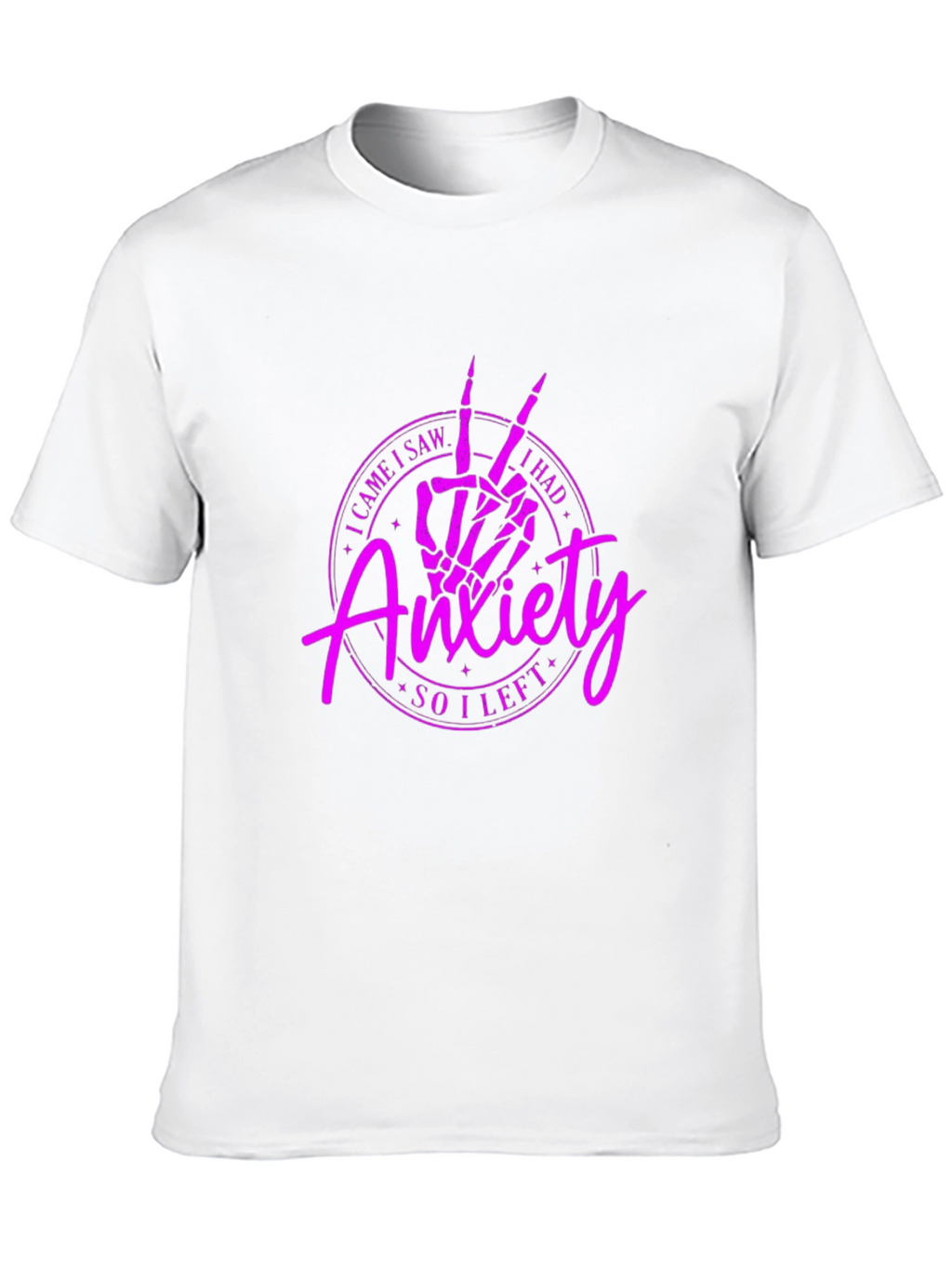 Anxiety Skeleton Peace Sign Black T-Shirt