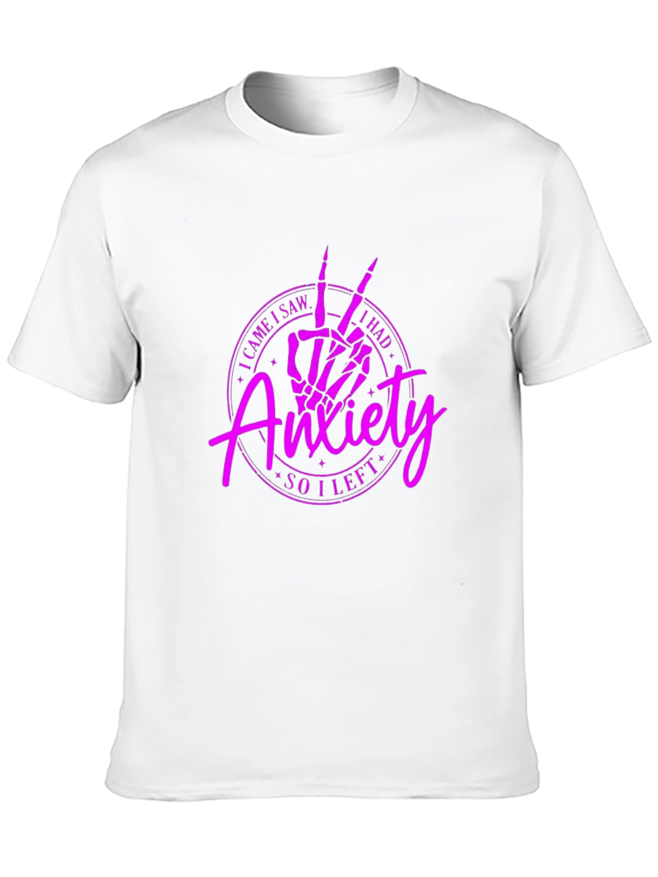Anxiety Skeleton Peace Sign Black T-Shirt