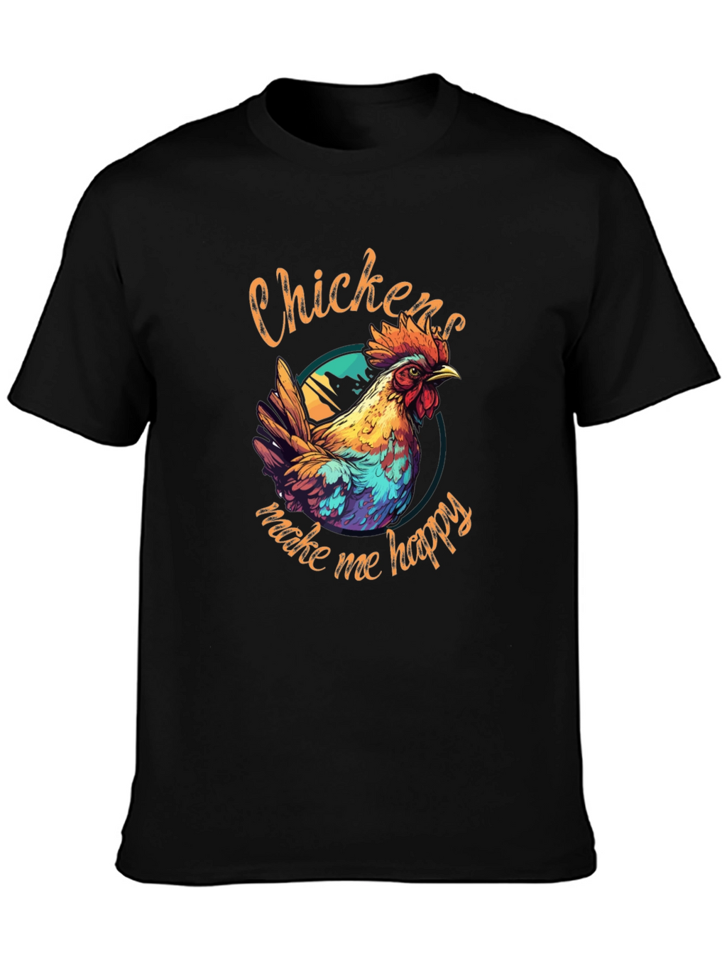 Chicken Make Me Happy Black T-Shirt