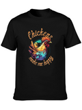 Chicken Make Me Happy Black T-Shirt