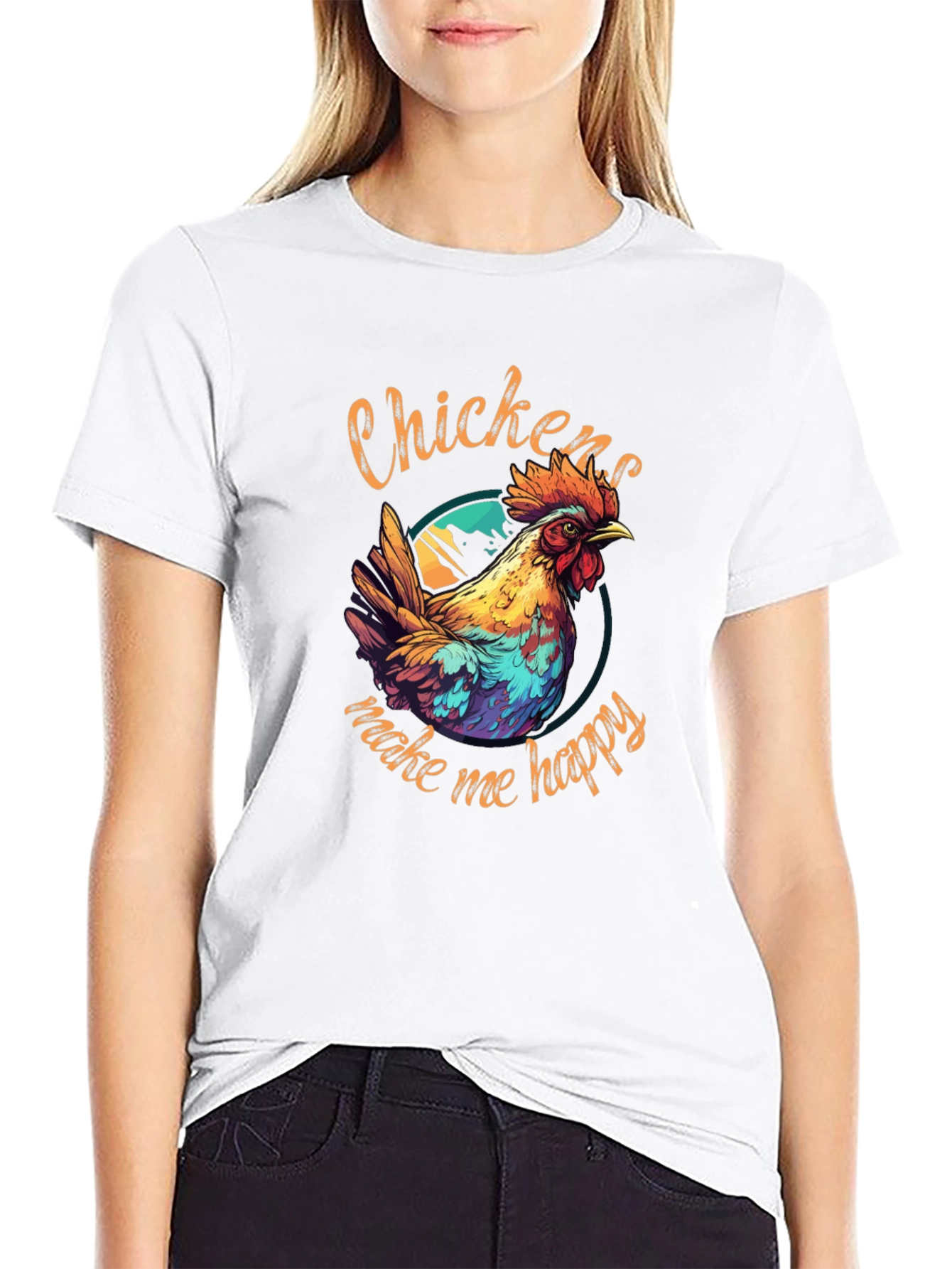 Chicken Make Me Happy Black T-Shirt