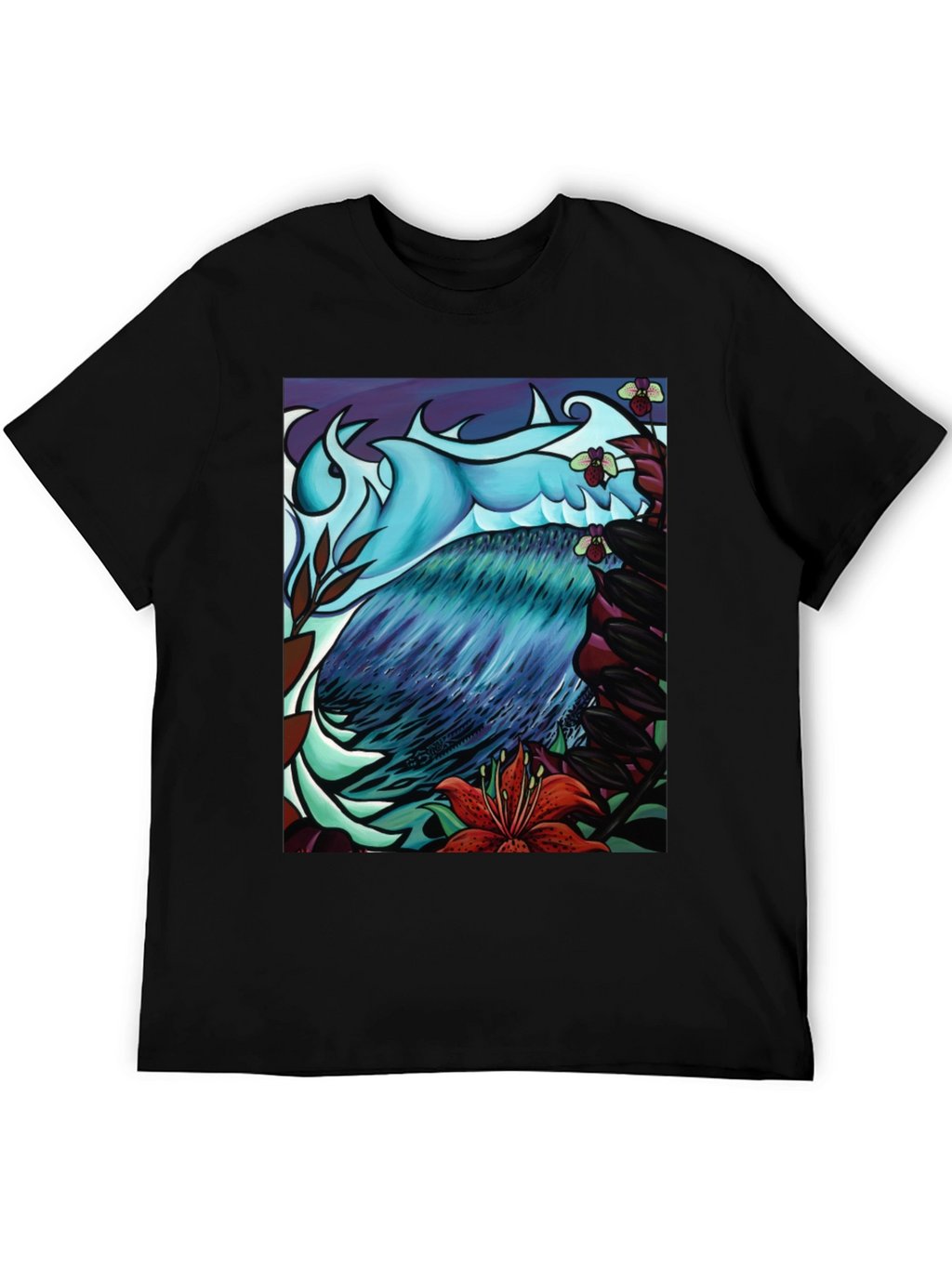 Artistic Bird & Floral Graphic Tee