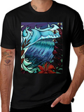 Artistic Bird & Floral Graphic Tee