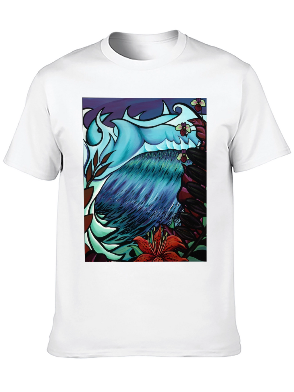Artistic Bird & Floral Graphic Tee