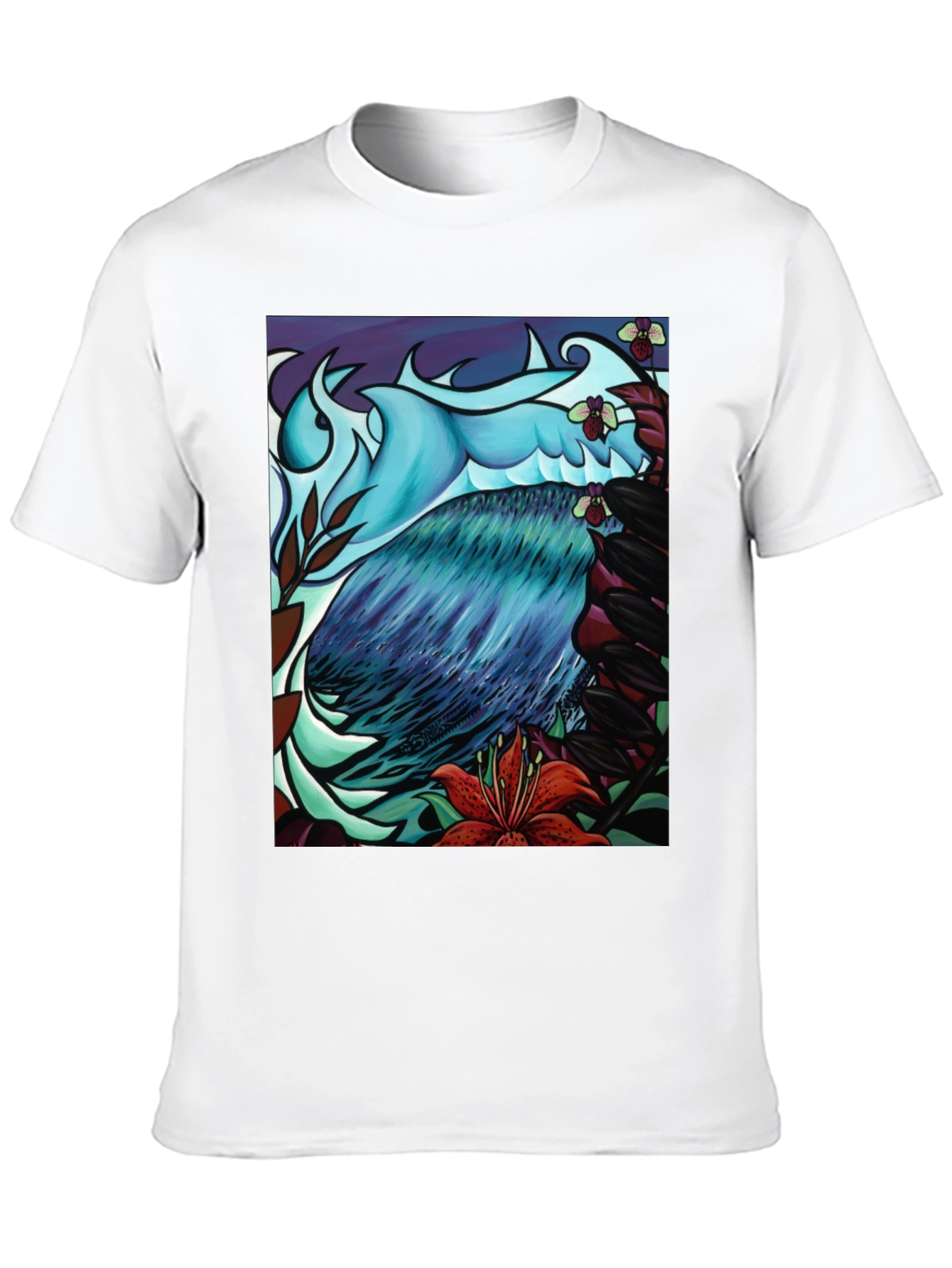 Artistic Bird & Floral Graphic Tee