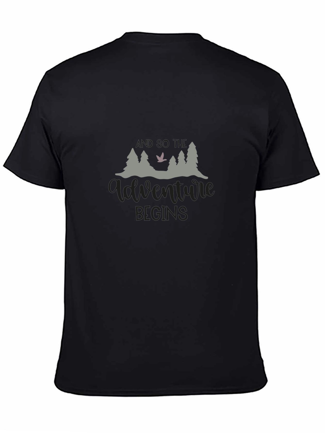 Adventure Begins Black Graphic Tee